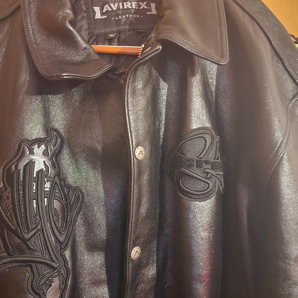 LIMITED EDITION NEW YORK AVIREX BLACK LEATHER JACKET 5X - Picture 1 of 16